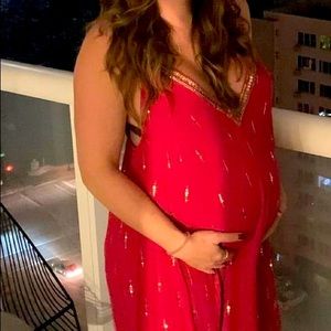 Free People Gauzy Hot Pink and Gold Sequin Strappy Dress